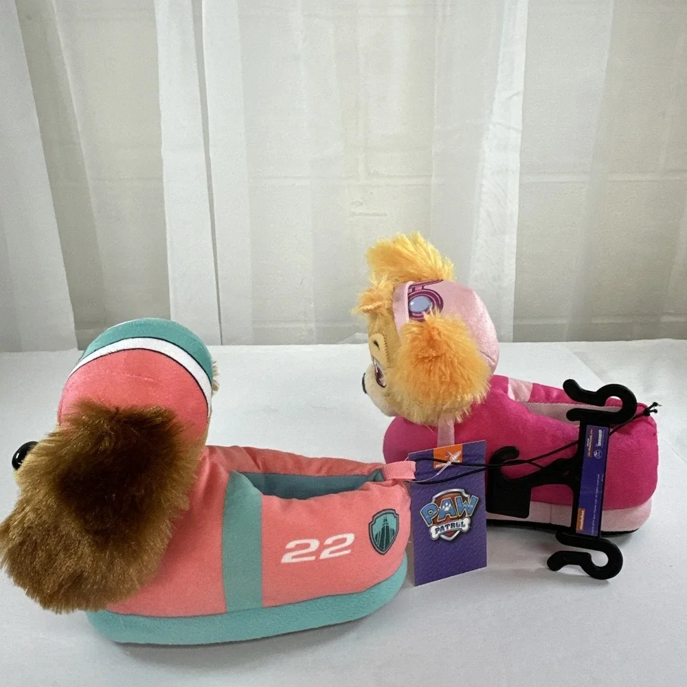 Nickelodeon Paw Patrol Toddler Slippers Liberty & Skye Plush 3D Girls Size 7-8